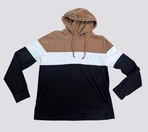 Denim & Flower Colorblock Jersey Cotton Hoodie - L